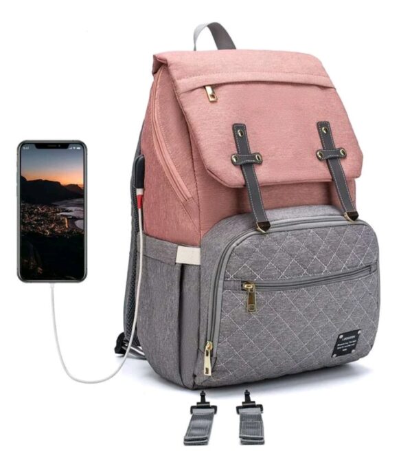 LE QUEEN-Diaper Bag Backpack /pink - Image 5