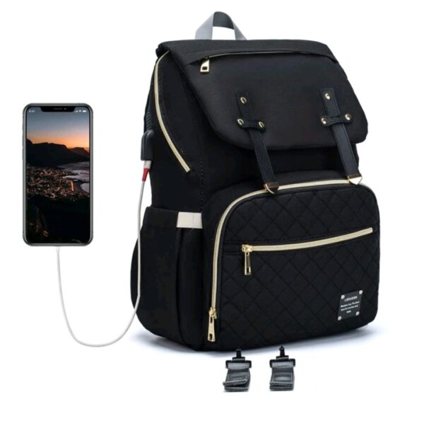 LE QUEEN-Diaper Bag Backpack /black - Image 4