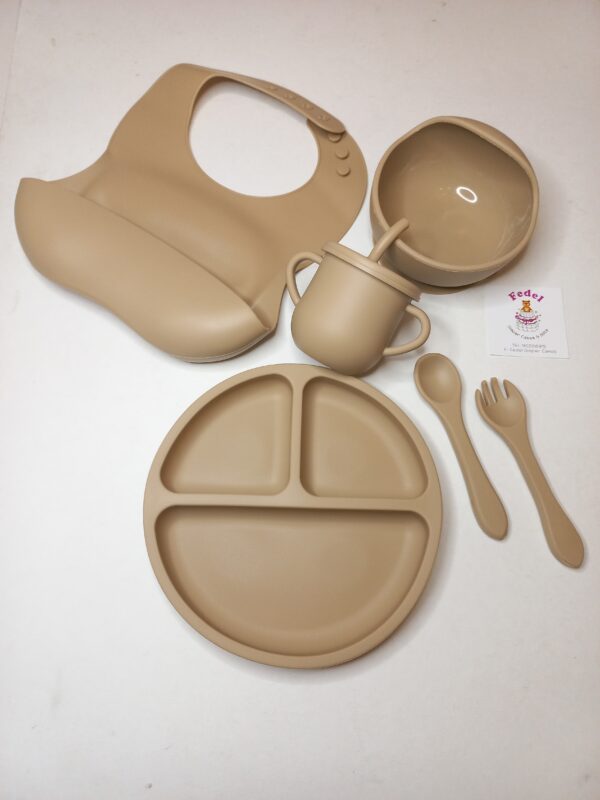 BABY FEEDING SILICONE SET 6PC BPA-FREE/ CAMEL - BEIGE