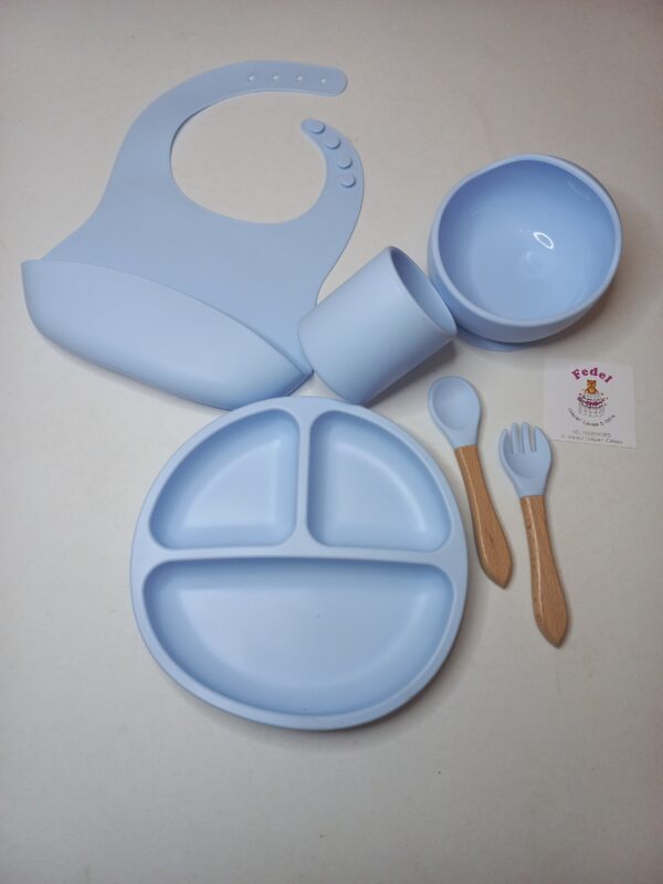 BABY FEEDING SILICONE SET 6PC BPA-FREE/ LIGHT BLUE