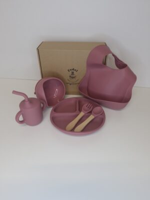BABY FEEDING SILICONE SET 6PC BPA-FREE/DARK PINK