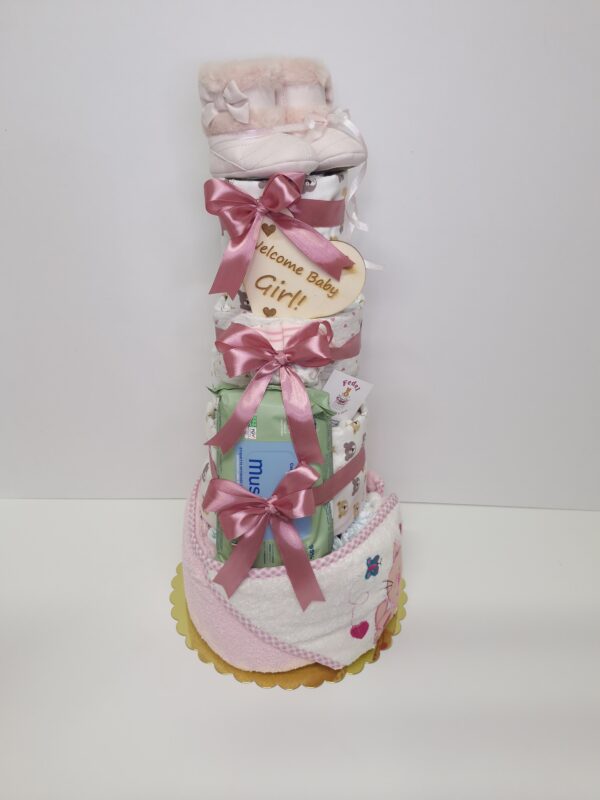 Diaper cakes gifts for newborn girls