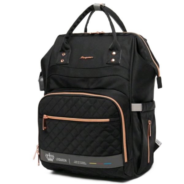 LE QUEEN-DIAPER BAG BACKPACK CLASSIC /BLACK-GOLD