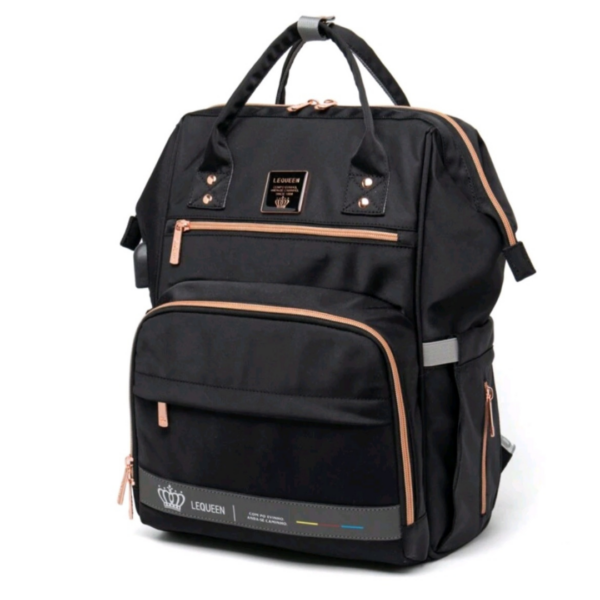 LE QUEEN-DIAPER BAG BACKPACK CLASSIC /BLACK-GOLD