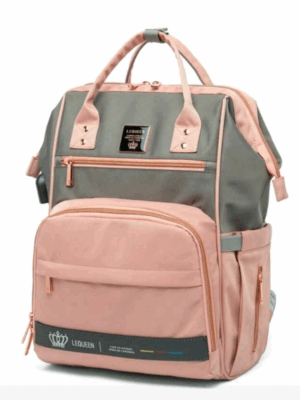 LE QUEEN-DIAPER BAG BACKPACK CLASSIC /PINK-PINK GOLD
