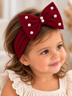Baby Hairbands - Burgundy pearls