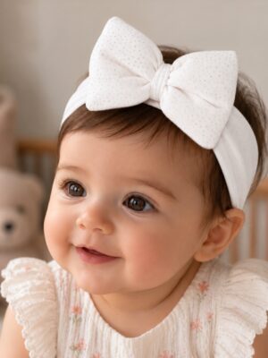 Baby Hairbands - White glitters