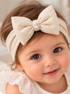 Baby Hairbands – Beige glitters